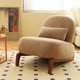 thumbnail image 1 of Silla de acento linda con patas de madera maciza, silla de salón de cuero falso con cojín suave, 1 of 5