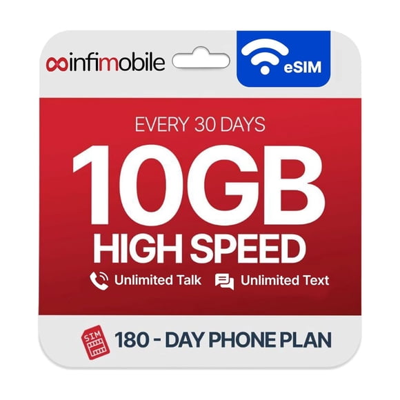 Tarjeta SIM Infimobile 6 meses 10 GB 4G/5G eSIM EE. UU.