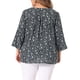 thumbnail image 3 of Agnes Orinda Blusa Floral de Talla Grande para Mujer con Cuello en V Plisado y Mangas 3/4 3X Negro, 3 of 6