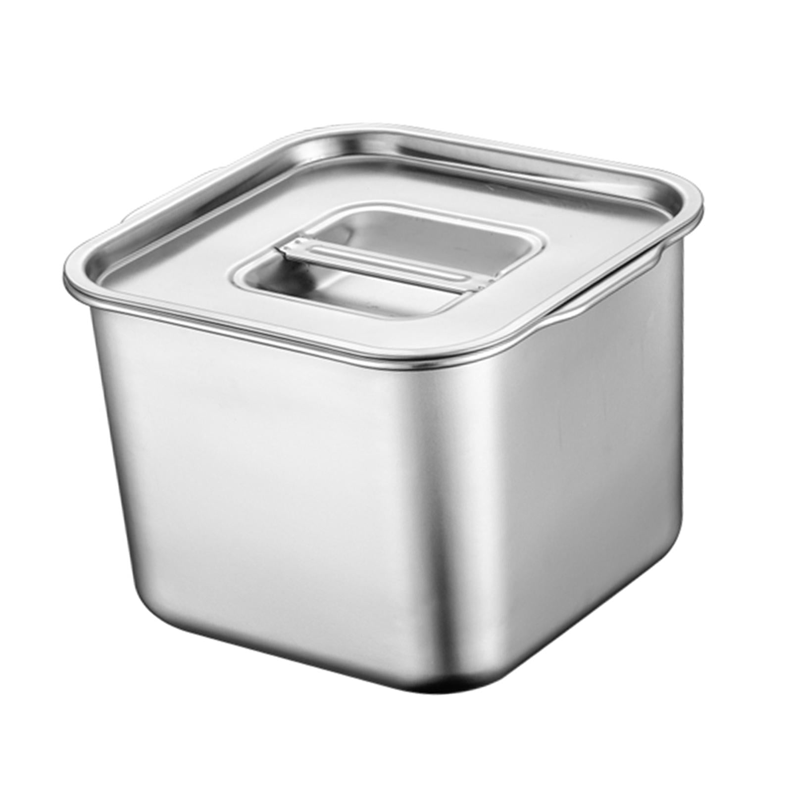 Magideal - Sartén Comercial De Acero Inoxidable Para Alimentos, Caja Multiusos Para Especias Profundas, Organizador De Cocina, Sartén Para Sopa, Asas Dobles Para 14cmx14cm
