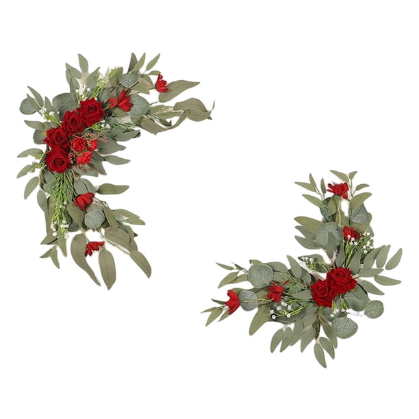 2 Piezas De Flores Artificiales Colgantes Swag Rose Y Gypsophila Rústico Para Flores Rojas De Boda