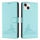thumbnail image 1 of Funda tipo cartera FOXDOCK para iPhone 15 Plus con soporte, ranuras, RFID, diseño de gato, 1 of 5