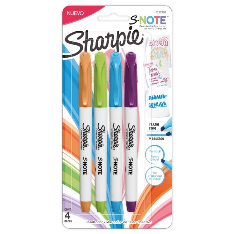 Destacadores Sharpie Note Colores Intensos X4