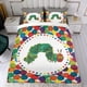 thumbnail image 4 of La Oruga Muy Hambrienta Conjunto de sábanas temático, trío de piezas, cómodo y amigable con la piel, diseño único, regalo de decoración para el hogar para familiares, amigos y fans, 90 cm * 190 cm, 4 of 6