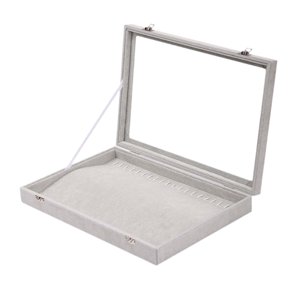 Ioensy - Organizador De Collares Estuche De Almacenamiento De Joyas A Prueba De Polvo De Mesa Organizador De Joyas Gris