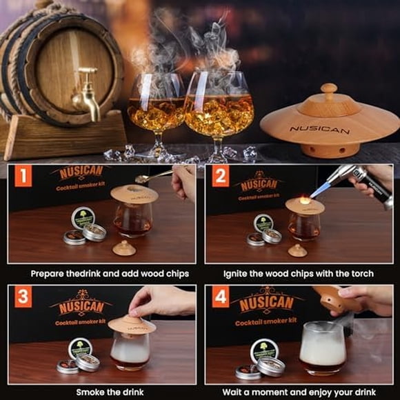 Kit Ahumador de Cócteles Nusican NW01 Pro 6 Sabores con Soplete
