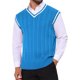 thumbnail image 1 of INSPIRE CHIC Chaleco de Punto Sin Mangas con Cuello en V de Color Sólido para Hombre S Azul, 1 of 5