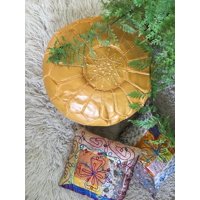 Made In Marruecos - Puff De Cuero Mostaza