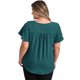 thumbnail image 5 of GRACE & GRANDEUR Blusas de Mujer Tallas Grandes para Escuela y Universidad Cuello en V con Volantes Manga Corta Plisada Decoración de Botones Ajuste Suelto Casual 4X Verde Azulado, 5 of 7