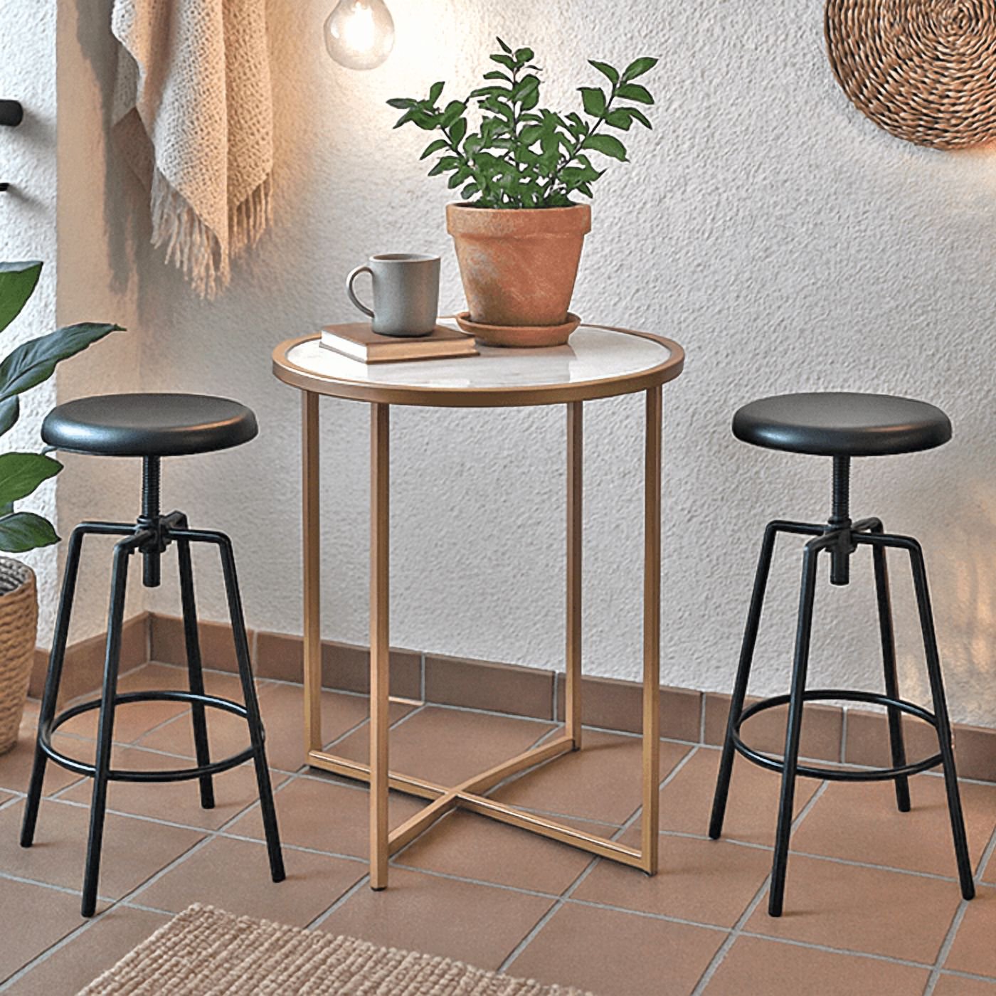 Muebles Santa Ana - Juego Comedor Gold 2 Taburetes Premium Black