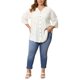 thumbnail image 2 of GRACE & GRANDEUR Blusa de Mujer de Talla Grande para Escuela y Universidad con Botones, Textura de Pliegues, Cuello en V, Manga 3/4, Estilo Casual y Elegante, Talla 2X, Blanca, 2 of 6