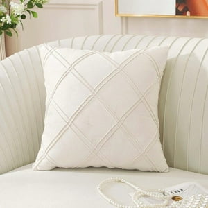 Todo Hogar Santiago De Chile - Cojín Terciopelo Con Doble Pliegue 45X45 - Blanco Invierno