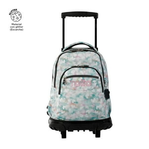 Totto - Mochila Con Ruedas Bomper Renglon Glitter Coralin