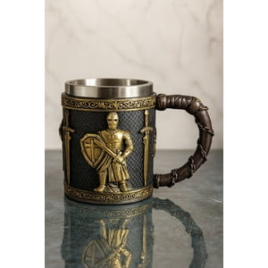 Decostilo - Tazon - Taza Termica De Acero Con Estilo Caballero Medieval