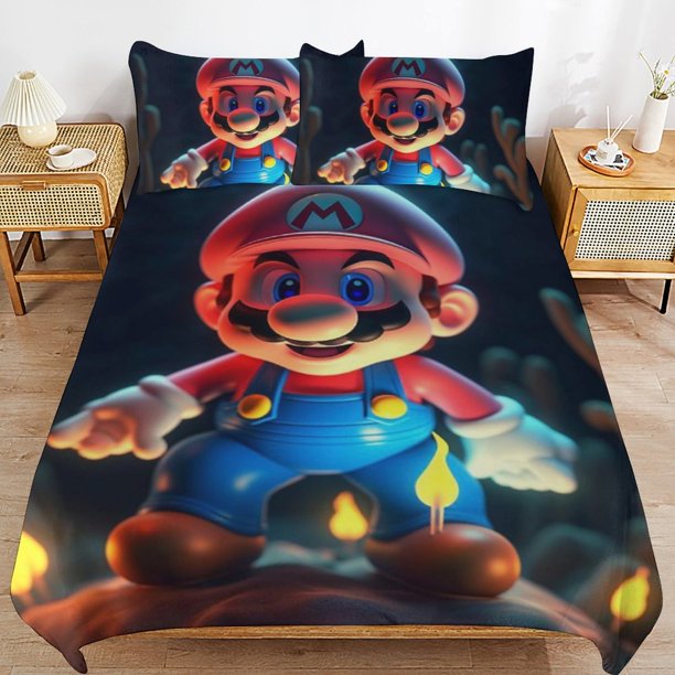 Super Mario Duvet Cover Set 3 Piece Bedding Set Double Sided Printing Decorative Comforter Cover Set