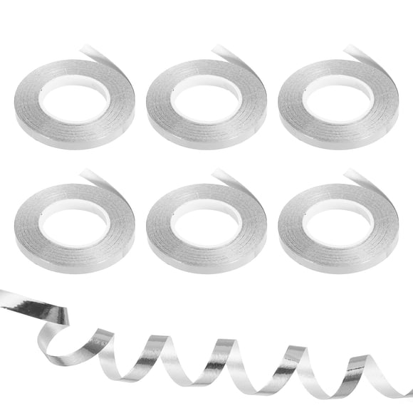 Uxcell Cinta Rizada para Globos con Cordon Metálico 3/16" 11 Yardas 6 Rollos para Decoración de Fiesta Regalo Champán Oro Plata