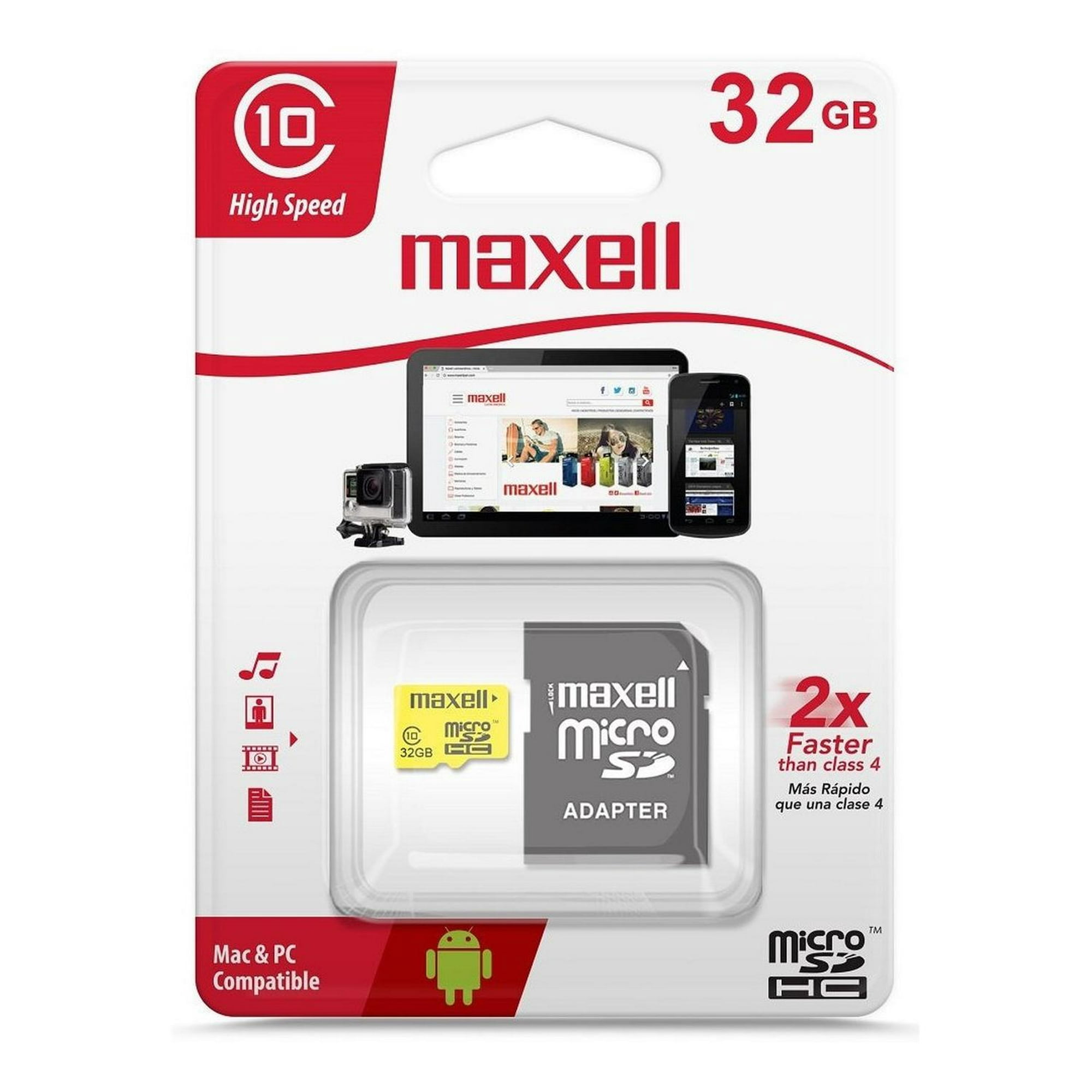 Gen - Tarjeta Memoria 32gb Micro Sd Maxell Original + Adaptador Sd Multicolor