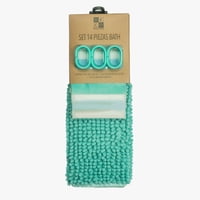 Decoexpress - Cortina De Baño 180X180 Impermeable + 12 Ganchos Y Piso De Baño Aqua