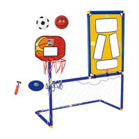 Magideal - Estante De Disco Con Soporte De Baloncesto Para Portería De Fútbol, Aro De Baloncesto De Juguete Para Portería Deportiva Con Red De Portería De Fútbol