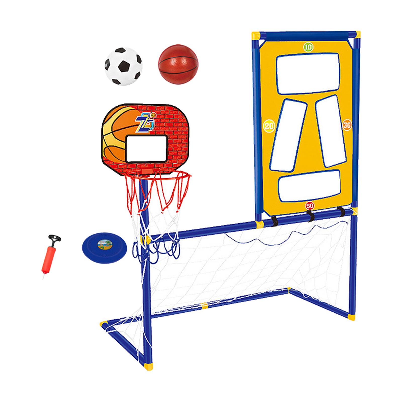 Magideal - Estante De Disco Con Soporte De Baloncesto Para Portería De Fútbol, Aro De Baloncesto De Juguete Para Portería Deportiva Con Red De Portería De Fútbol