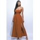 thumbnail image 1 of Vestido Largo Con Tirantes Finos Espalda Abierta Abertura Lateral Ajustable Y Lazo En La Espalda Color Moca (para Mujer), 1 of 4