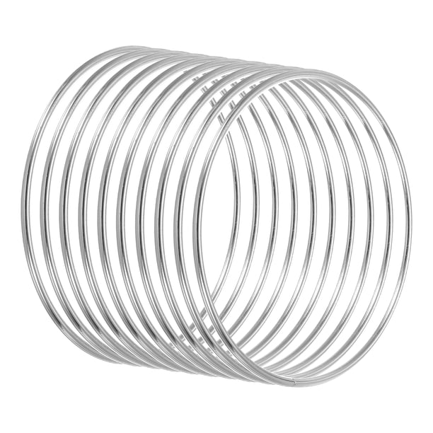 Uxcell 10 piezas de anillos de atrapasueños, aro floral de macramé de metal tono plateado 4 pulgadas