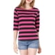 thumbnail image 2 of INSPIRE CHIC Camiseta Básica de Mujer con Mangas al Codo Cuello Redondo Ajustada Regreso a Clases Camiseta Casual Estampada Fucsia Negro M, 2 of 8