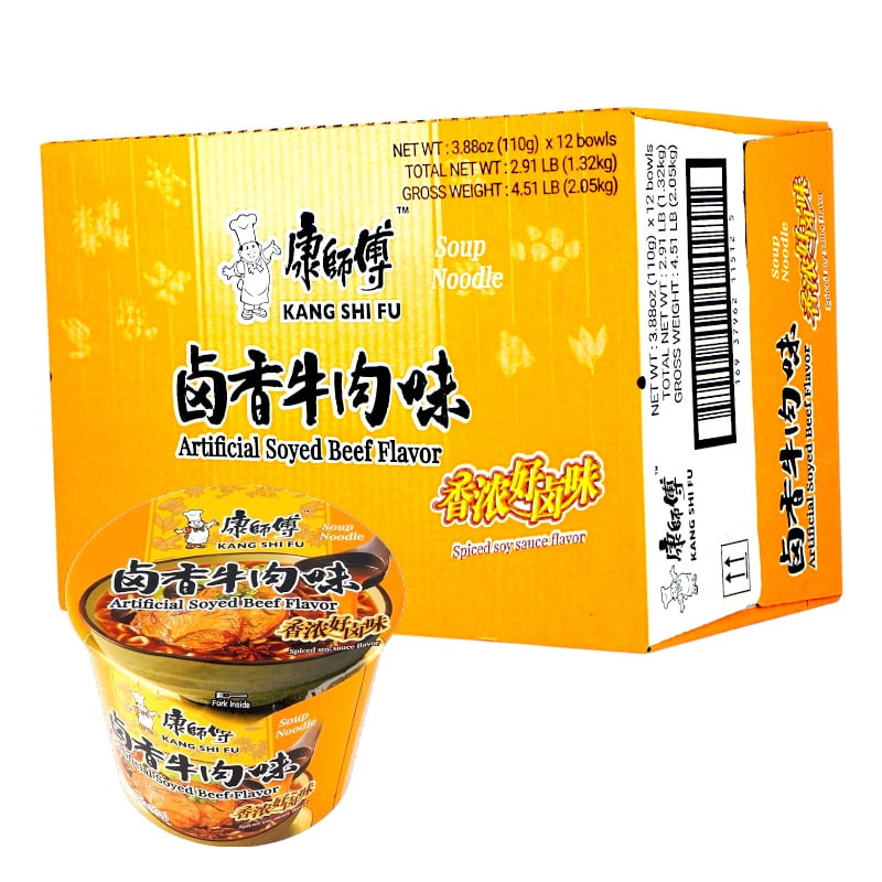 Caja Con 12 Ramen Instantáneos En Pote Kangshifu Carne Especiada a