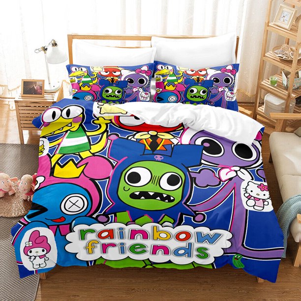 Donna Quilt Duvet Cover Bedding Set Pillowcase Rainbow Friends3-Piece Bedding Set (1 Duvet Cover + 2 Pillow Shams)