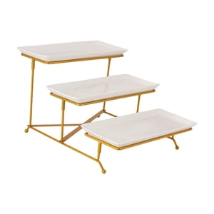 Bothyi - Soporte Para Servir De 3 Niveles, Bandeja Para Servir En Niveles, Para Presentación, Pastel, Fruta, Postre, Estante Dorado