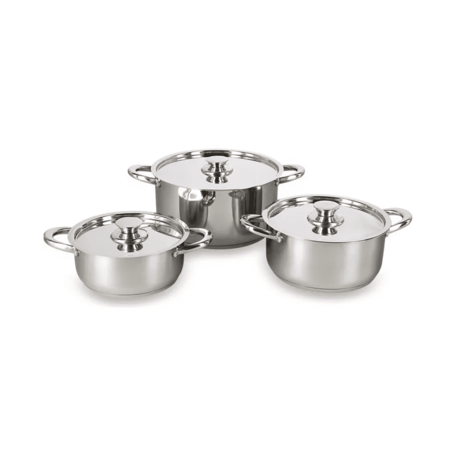 Importclick - Juego Batería 6 Piezas Olla Cocina Acero Inoxidable Plateado