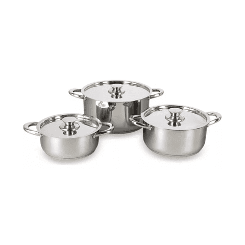 Importclick - Juego Batería 6 Piezas Olla Cocina Acero Inoxidable Plateado