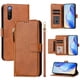 thumbnail image 1 of Funda tipo cartera para SONY Xperia 10 V 2023 con bolsillo con cremallera, tarjetero, soporte, correa para la muñeca y tapa de cuero marrón, 1 of 5