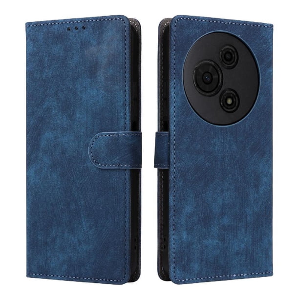 Funda Billetera para TCL 605 con Soporte - Cartera de Cuero con Ranuras Azul