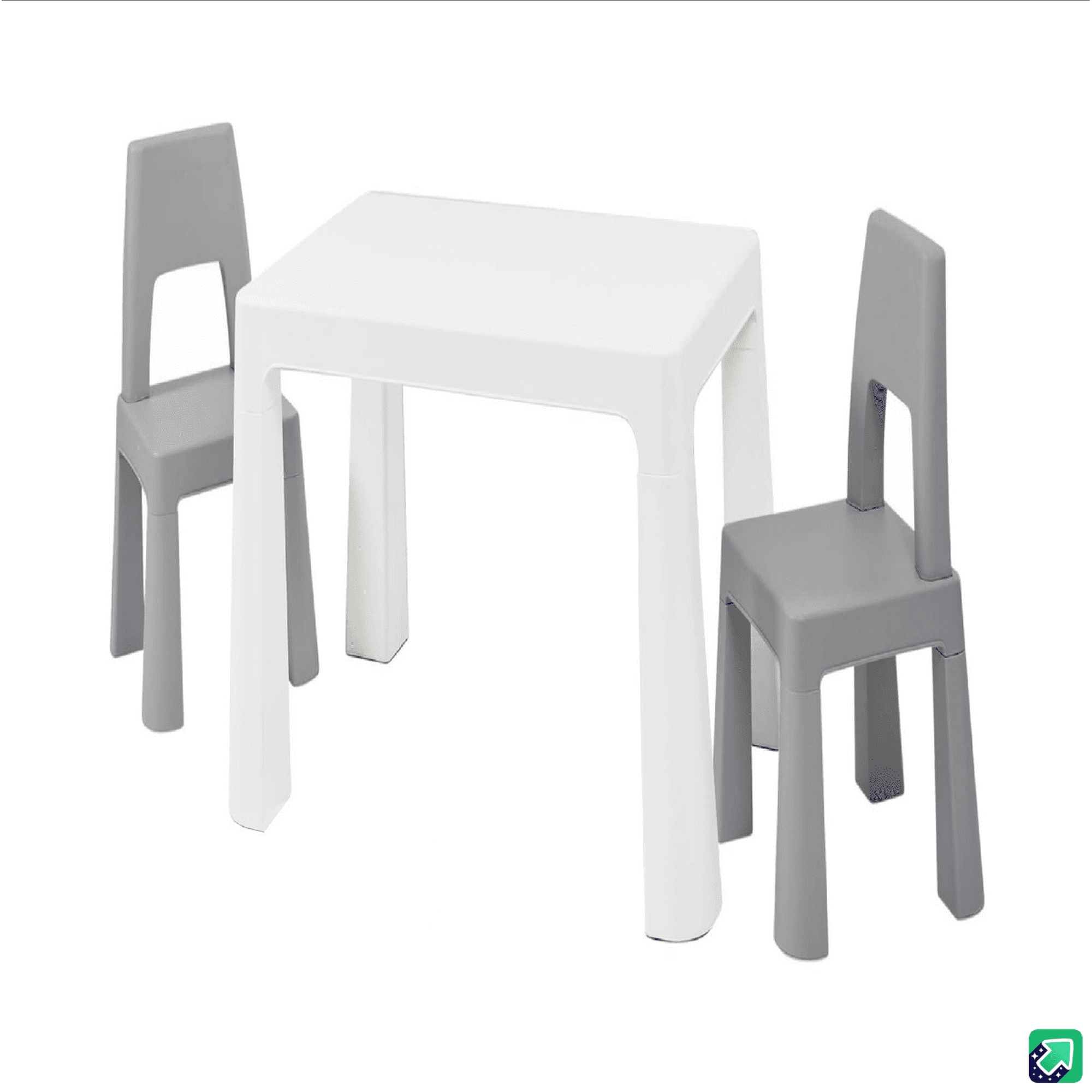Kidscool - Mesa Blanca + 2 Sillas Gris