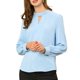 thumbnail image 1 of INSPIRE CHIC Blusa de Mujer con Cuello Alto, Pliegues, Botón de Ojal, Talla 2XL, Azul Claro, 1 of 7