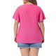 thumbnail image 3 of Agnes Orinda Camiseta de Escuela Universitaria para Mujer Talla Grande Cuello Redondo Ajuste Suelto Manga con Volantes Verano Hueco Blusas Casuales 1X Rosa Fucsia, 3 of 6