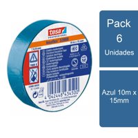 Pack 6 Tesaflex Cintas Aisladora Eléctrica Profesional Azul 10M X 15Mm