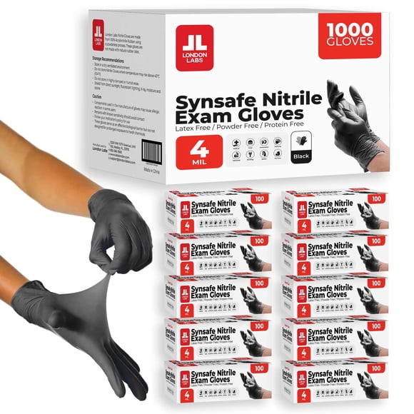 Guantes de Nitrilo London Labs Negro 4 mil 1000 unidades