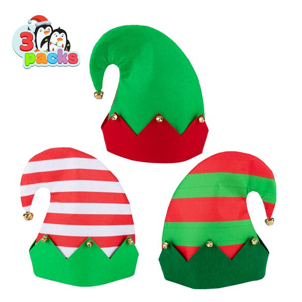 Gorros de elfo navideño JOYIN, 3 unidades, para fiestas de Navidad para niños y adultos