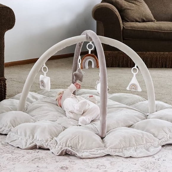 Baby Play Gym Mallify 5 en 1, grueso y de felpa, con 6 juguetes y tapete