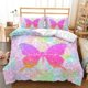 thumbnail image 1 of Fish Scale Colorful Butterfly Quilt Duvet Cover Set Soft Comforter Cover3-Piece Bedding Set, 1 of 5
