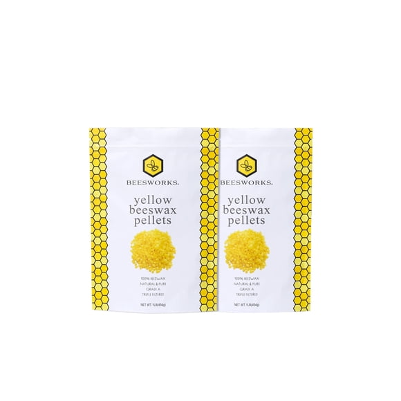 Pellets de cera de abejas BEESWORKS 454 g (1 lb) pack de 2, color amarillo