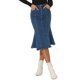 thumbnail image 1 of INSPIRE CHIC Falda de Mujer Vuelta al Cole Fishtail Bodycon de Cintura Alta Midi Jean Denim Falda Azul Oscuro M, 1 of 6