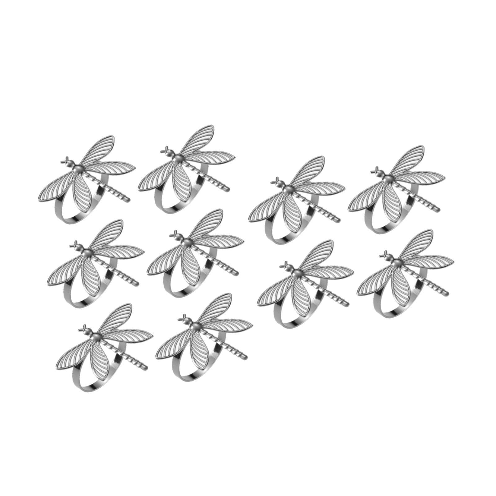 Magideal - 10 Piezas Anillos De Servilleta De Liberación De Libélulas Hebillas De Servilleta De Servilleta Adornantes Adornos Decorativos Para Cumpleaños Día De Plata