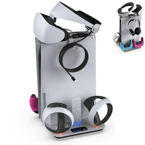 Base De Carga Aaronmei Para Ps5 Y Psvr2 Con Ventiladores De Enfriamiento Y Estación De Carga Dual Para Controladores