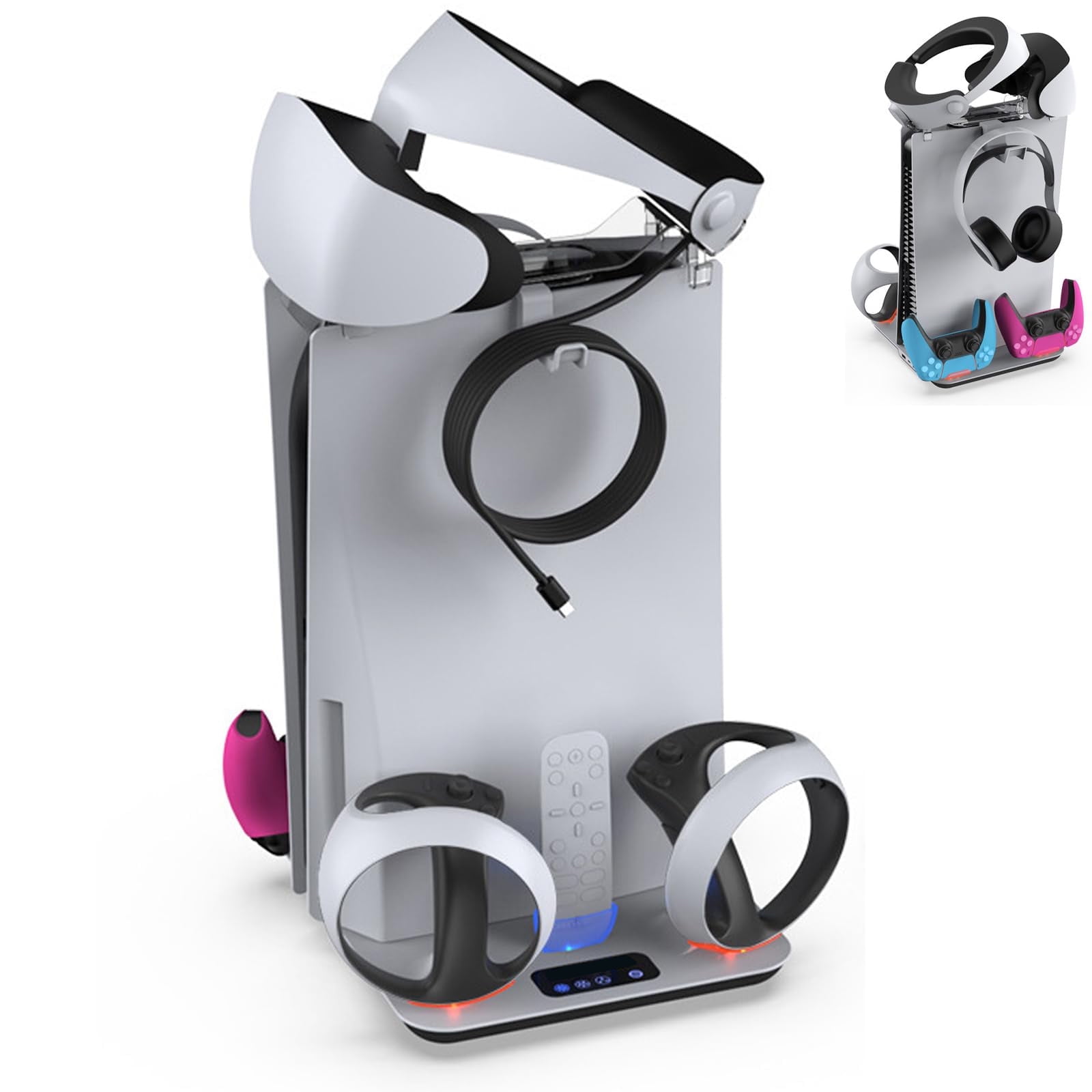 Base De Carga Aaronmei Para Ps5 Y Psvr2 Con Ventiladores De Enfriamiento Y Estación De Carga Dual Para Controladores