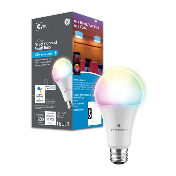 Bombilla LED inteligente GE Cync A21 de 1600 lúmenes multicolor