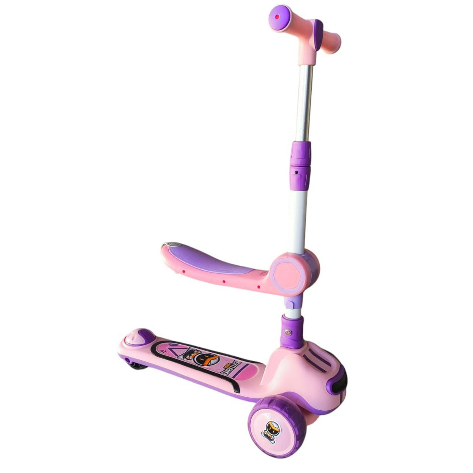 Vipnetwork - Monopatín Plegable Infantil 2 En 1 Luces Led Rosado