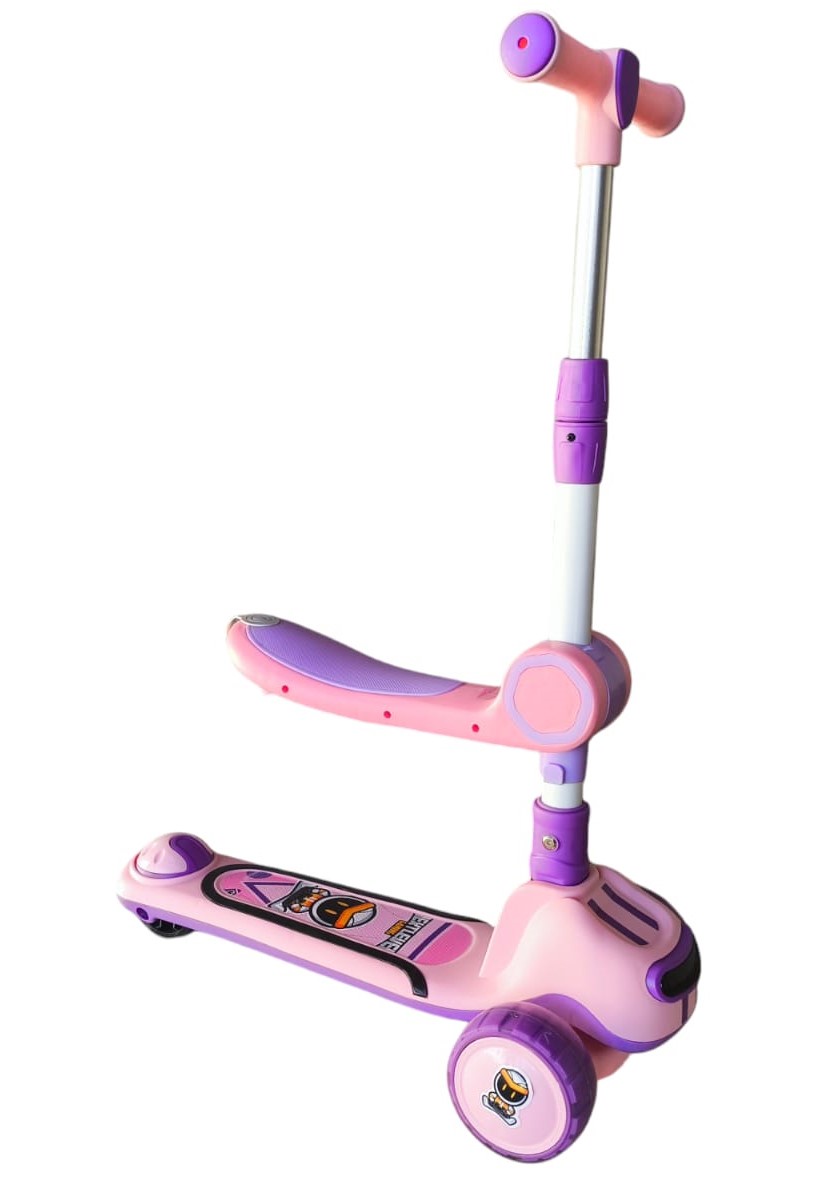 Vipnetwork - Monopatín Plegable Infantil 2 En 1 Luces Led Rosado